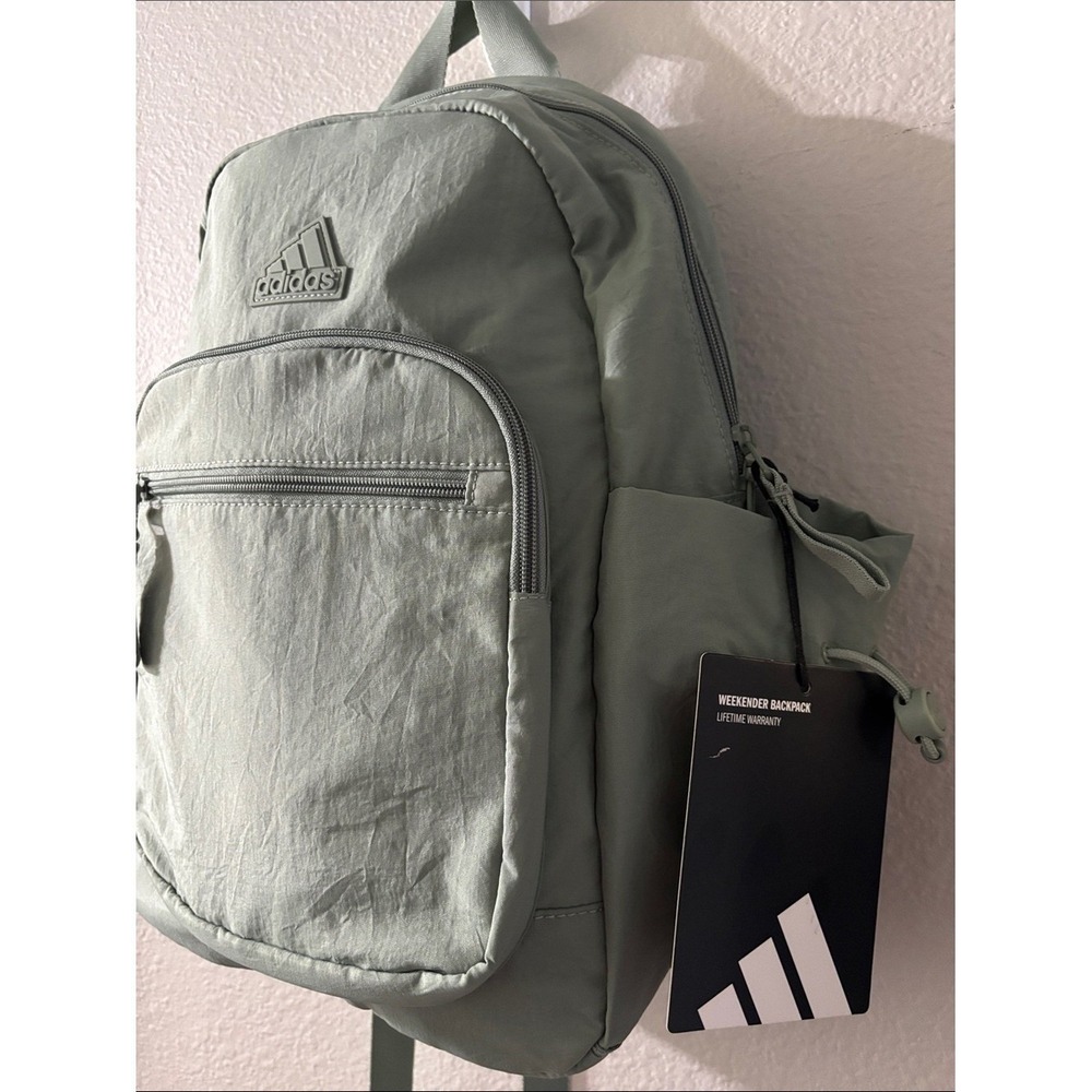 Adidas Weekender Silver Green Backpack 16" Laptop Travel School Daypack GIFT NEW - Picture 6 of 13